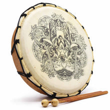 Load image into Gallery viewer, Shamanic Drum with Two Sticks Hamsa Decoration - 30cm Diameter
