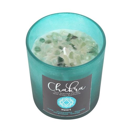 Mint Fragranced Aventurine crystal Chip Candle - Heart Chakra