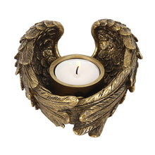 Load image into Gallery viewer, Antique Gold Angel Wing Tealight Candle Holder
