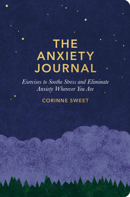 Blue journal front cover The anxiety journal by Corinne Sweet.