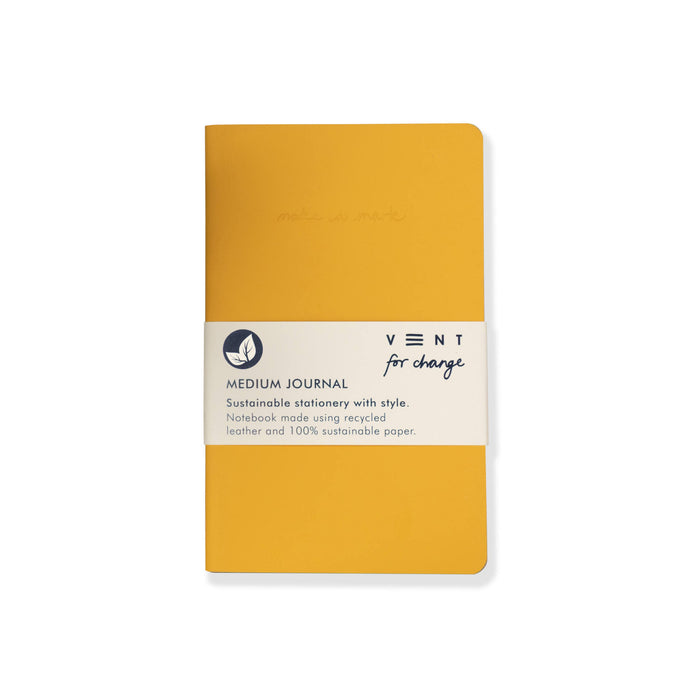 Mustard yellow recycled leather medium slim journal 