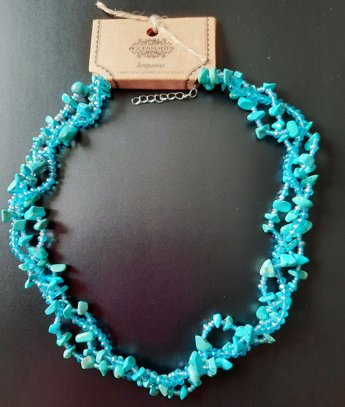 Chipstone & Bead Necklace | Turquoise Chips and Sparkle Turquoise Beads