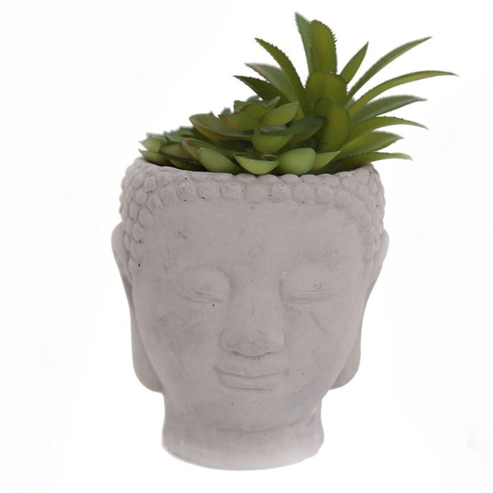 20cm Buddha Head Pot and Faux Succulent .
